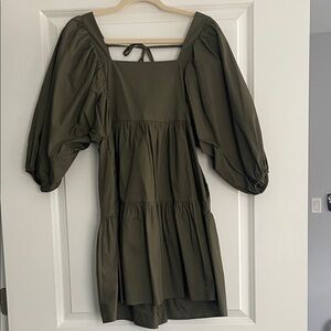 A New Day Olive Green Puff Sleeve dress